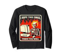 Spero che questa e-mail ti trovi scheletro divertente, Halloween Maglia a Manica