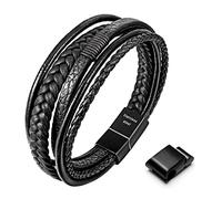 Speroto Bracciale da Uomo in Pelle Premium Nero/Marrone, Chiusura Magnetica in Acciaio Inossidabile, Idea Regalo per Uomo/Donna