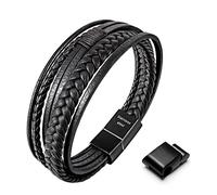 Speroto Bracciale da Uomo in Pelle Premium Nero/Marrone, Chiusura Magnetica in Acciaio Inossidabile, Idea Regalo per Uomo/Donna