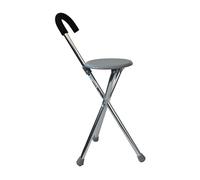SPES - Bastone per Anziani con Seduta Pieghevole - Bastone da Passeggio in Alluminio con Sedile e tre piedi - colore grigio