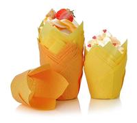 Spesh 100 pirottini di carta a forma di tulipano, a forma di tulipano, per matrimoni, compleanni, Pasqua, riunioni di famiglia (arancione e giallo)