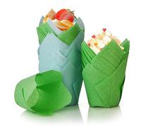 Spesh 100 pirottini di carta a forma di tulipano, a forma di tulipano, per matrimoni, compleanni, Pasqua, riunioni di famiglia (blu e verde)