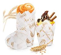 Spesh 100 pirottini di carta per muffin a forma di tulipano (lettere bianco-oro)