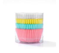 Spesh 100 pirottini per cupcake, in carta pastello, dimensioni standard, per feste di compleanno, baby shower (bianco, giallo, ciano, rosa)
