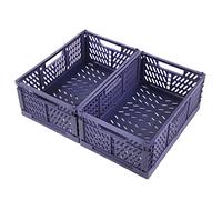 Spesh 2 mini scatole portaoggetti pieghevoli, impilabili, in plastica, pieghevoli, per scrivania, scaffale, cassetto (blu, 30 x 20 x 12 cm)