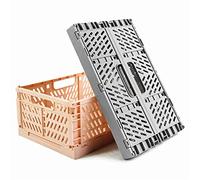 Spesh 2 Pezzi Cassetta Pieghevole in Plastica, Cesto Pieghevole, Contenitore Pieghevole in Plastica, Cassette Pieghevoli Stabili, Scatole di Stoccaggio per Cucina, Camera da Letto, Ufficio (Ros
