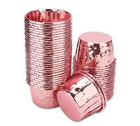 SPESH 50 Pz Stampi per Cupcake Pirottini in Carta Stampi per Muffin Usa e Getta Tazze di Cottura per Muffin Cupcake(Oro-Rosa)