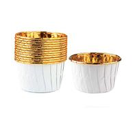 SPESH 50 Pz Stampi per Cupcake Pirottini in Carta Stampi per Muffin Usa e Getta Tazze di Cottura per Muffin Cupcake(Oro-Bianco)