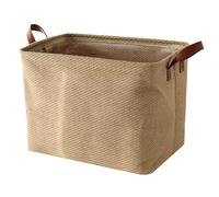 Spesh Cesto portaoggetti in iuta con manici, 38 x 27 x 28 cm, pieghevole, in tessuto naturale, quadrato, per mensole da bagno, armadi (struttura fine)