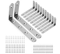 Spesh Connettore angolare in acciaio inox, 12 pezzi, angolo in metallo, per rinforzare e riparare mobili in legno (125 x 75 x 19 mm, spessore 3 mm)