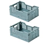 Spesh Scatole pieghevoli per la conservazione, scatole pieghevoli in plastica, cestini pieghevoli per ufficio, per la casa, blu, 22 x 15 x 9 cm, 2 pz