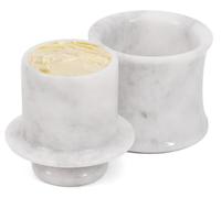 SPESHSTONES Burriera in marmo con coperchio, 10,2 cm, bianca, realizzata a mano, ideale come regalo o per decorare il piano cucina - Burriera francese con contenitore per acqua e burro