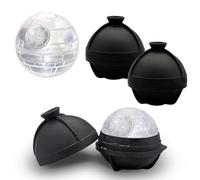 SPESPO - Pacco da 2 stampi per ghiaccio in silicone, a forma di palla, ideale per whiskey, cioccolatini e saponette, per amanti di Star Wars (Nera)