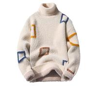 Spessore Cashmere Dolcevita Maglione Uomo Top Inverno Uomo Pullover Confortevole Uomo Pullover, bianco, L