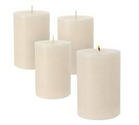Spetebo Candele a Pilastro in Vera Cera, 10 x 7 cm, Set da 4 Pezzi, Senza Profumo, 30 Ore di Durata, Candele da Tavolo, Colore Champagne, Per Decorazioni Natalizie, Inodore