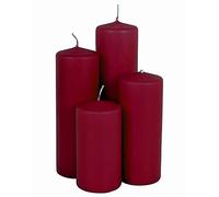 Spetebo Candele in cera pura, set da 4 pezzi - colore bordeaux - candele per l'Avvento in 4 diverse altezze - decorazione per lanterna, candela invernale, lanterna per l'Avvento, Natale