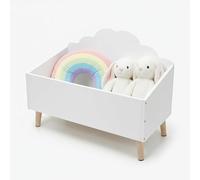 Spetebo Cassapanca in legno per bambini, 58 x 45 cm, colore bianco, per giocattoli e libri