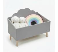 Spetebo Cassapanca per bambini, 58 x 45 cm, colore grigio, in legno, per giocattoli e libri