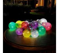 Spetebo Catena luminosa a LED a energia solare con 10 lampadine a LED colorate, 180 cm, illuminazione decorativa da giardino con lampade colorate, decorazione per esterni, per feste, illuminazione