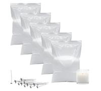 Spetebo Cera di paraffina bianca non profumata di alta qualità con 50 stoppini - 5 kg - granuli di cera inodore per sciogliere e creare candele - paraffina cera per candele fai da te