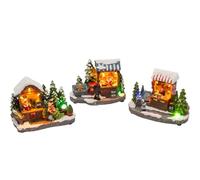 Spetebo Città di Natale a LED illuminata, set da 3 pezzi, decorazione natalizia, decorazione da tavolo, decorazione per finestra, Natale, Avvento, inverno, batteria