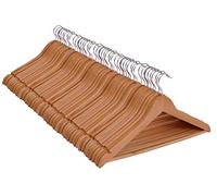Spetebo Confezione da 50 grucce in legno naturale con asta per pantaloni e girevole a 360°, confezione da 50 grucce appendiabiti in legno con gancio