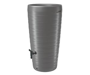 Spetebo Contenitore per acqua piovana di design, 240 l, con rubinetto, colore grigio, con ciotola per piante, in plastica, impermeabile, resistente al gelo, Grigio, 115 x 57 cm