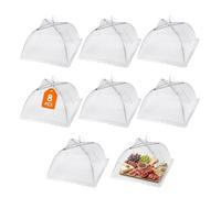 Spetebo Cuffia protettiva per insetti, 30 x 30 cm, colore bianco, set da 8 pezzi, copertura pieghevole per alimenti, copertura per torte, frutta, mosche, per giardino, campeggio, picnic