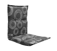 Spetebo Cuscino universale con schienale basso, 100 x 50 cm, cerchi grigi, sedia da giardino, cuscino con motivo grafico, cuscino per sedia con nastri