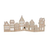 Spetebo Decorazione in legno con skyline pieghevole, 50 x 22 cm, naturale, decorazione da tavolo, decorazione natalizia per Natale, città di Natale, linea della casa