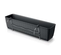 Spetebo Fioriera da balcone con supporto e sistema di irrigazione, 50 x 15 cm, in plastica, per ringhiera, colore antracite, da appendere con fondo per irrigazione