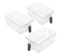 Spetebo Frigorifero in plastica con manico, 31 x 18 cm, trasparente, set da 3 pezzi, contenitori per la cucina di qualità alimentare, organizzatore per alimenti, cestino per l'organizzazione di frutta