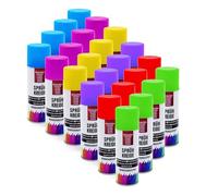 Spetebo Gesso spray solubile in acqua da 100 ml, set da 24 pezzi, spray a gesso in 6 diversi colori colorati, lavabili, per strade, gesso, rosso, giallo, verde, rosa, viola, blu