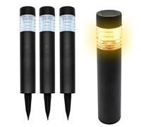 Spetebo Lampada solare per marciapiede in acciaio inox, 42 x 8 cm, set da 4 pezzi, colore antracite, lampada da vialetto, luce bianca calda, luce solare da giardino, illuminazione decorativa per