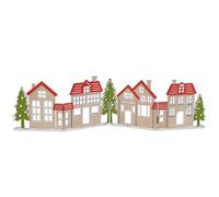 Spetebo Linea decorativa in legno pieghevole 60 x 16 cm - rosso e verde - silhouette città di Natale per decorazione da tavolo - decorazione natalizia da tavolo per Natale, città di Natale, skyline