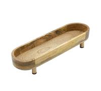 Spetebo Mango - Ciotola ovale per alimenti, 40 x 13 cm, in legno allungato, con 4 piedi, per frutta, vassoio decorativo per candele, 40 x 13 cm