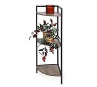 Spetebo Mensola angolare nera con 3 ripiani in legno - 76 x 23 cm - Mensola in metallo con 3 scomparti in legno - Scaffale per bagno, soggiorno, corridoio, libreria, scaffale decorativo per fiori