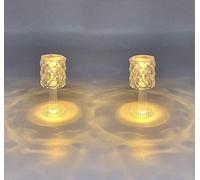 Spetebo Mini lampada da tavolo a LED, luce bianca calda, effetto cristallo, dritta, 12 cm, piccola moderna lampada da tavolo alimentata a batteria, luce decorativa, effetto diamante, senza fili