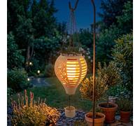 Spetebo Palloncino solare beige da appendere con effetto fiamma, 38 x 12 cm, gioco di luci a LED da giardino con effetto tremolante, decorazione da giardino, lanterna a energia solare, lanterna