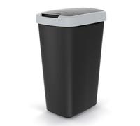 Spetebo Pattumiera in plastica angolare nera - 45 litri - Bidone della spazzatura con coperchio basculante e a ribalta - Pattumella, cestino della carta, contenitore per rifiuti, per la raccolta