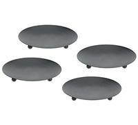 Spetebo Piatti per candele in metallo nero, 12 cm, set da 4 pezzi/grandi, portacandele decorativi, rotondi, candele a sfera, candele, sottobicchieri da tavolo