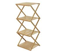 Spetebo Scaffale pieghevole in bambù con 4 ripiani, 94 cm di altezza, pratico scaffale pieghevole multiuso - Scaffale decorativo per fiori, piante, libri, soggiorno, bagno, corridoio