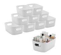 Spetebo Scatola organizer in plastica bianca con manici, 24 x 17 cm, set da 10 pezzi, organizer multiuso per utensili in cucina, ufficio, camera da letto