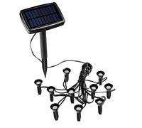 Spetebo Set di 10 mini faretti solari a LED a energia solare, con picchetto, per giardino, balcone, terrazza, decorazione fiori, luce bianca calda