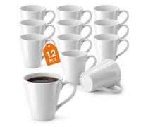 Spetebo Set di 12 tazze da caffè in porcellana bianca con manico, 200 ml, coniche