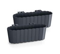 Spetebo Set di 2 fioriere da balcone con supporto - 39 x 13 cm - In plastica - Antracite - Fioriera da giardino da appendere