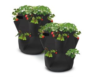 Spetebo Set di 2 sacchi per piante alla fragola, in feltro, 45 x 35 cm, per fragole e piccole verdure, per giardino, balcone, piante, per fragole, aglio, cipolle, erbe aromatiche