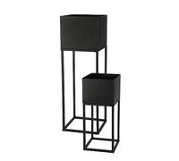 Spetebo - Set di 2 supporti per vasi in metallo, neri, per esterni - 58 / 37 cm - Colonna da giardino con vaso integrato - Portavasi, scala per fiori, supporto per piante, resistente alle intemperie