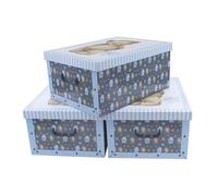 Spetebo - Set di 3 scatole portaoggetti con coperchio da 51 x 37 cm ciascuna - Orso Teddy - Scatola impilabile in cartone con manici 45 litri - Organizzatore scatola portaoggetti multiuso per
