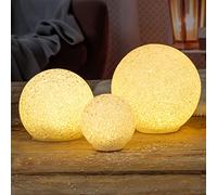Spetebo Set di 3 sfere luminose a LED, luce bianca calda, 8/12/15 cm, con effetto perline, luce sferica, decorazione per Natale, inverno, funzionamento a batteria